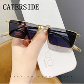 CATERSIDE Maži stačiakampiai akiniai nuo saulės Vyrai Moteriški Klasikiniai Auksiniai Juodi Objektyvai Metaliniai Kvadratiniai Vintage Frame Sportiniai Akiniai Dropship Akiniai UV400