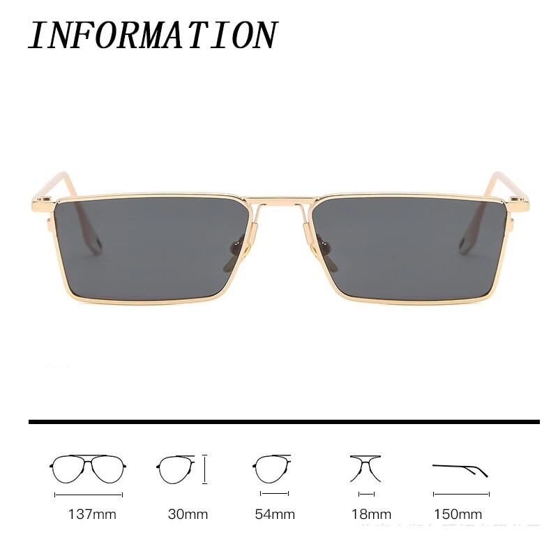 CATERSIDE Maži stačiakampiai akiniai nuo saulės Vyrai Moteriški Klasikiniai Auksiniai Juodi Objektyvai Metaliniai Kvadratiniai Vintage Frame Sportiniai Akiniai Dropship Akiniai UV400