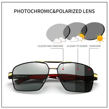 GCV Fashion Photochromic Αλουμίνιο Ανδρικά γυαλιά ηλίου Chameleon Polarized Pilot Γυαλιά Αντιθαμβωτικό Καθρέφτη επικάλυψης γυαλιών οδήγησης