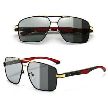 GCV Модни фотохромни алуминиеви слънчеви очила Мъжки хамелеонови поляризирани пилотски очила Анти-отблясъци Очила за шофиране Покритие Огледало