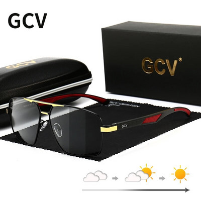 GCV Fashion Photochromic Αλουμίνιο Ανδρικά γυαλιά ηλίου Chameleon Polarized Pilot Γυαλιά Αντιθαμβωτικό Καθρέφτη επικάλυψης γυαλιών οδήγησης