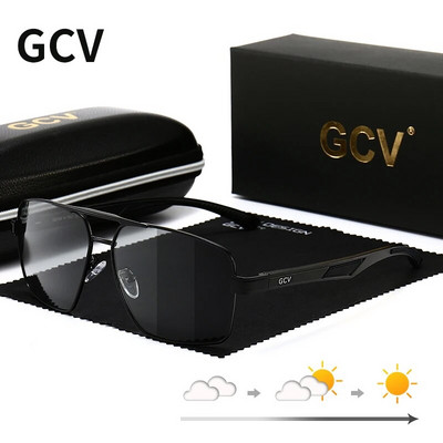 GCV Fashion Photochromic Αλουμίνιο Ανδρικά γυαλιά ηλίου Chameleon Polarized Pilot Γυαλιά Αντιθαμβωτικό Καθρέφτη επικάλυψης γυαλιών οδήγησης