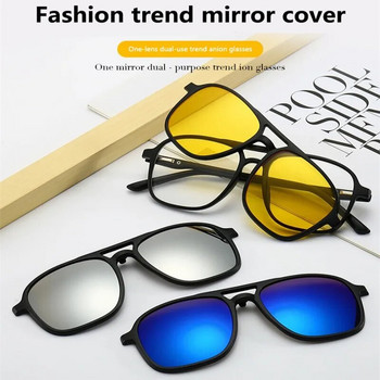 Слънчеви очила с магнитна щипка, очила, 6 в 1 комплект, огледални поляризирани, слънчеви очила с щипка, мъжки, женски слънчеви очила против отблясъци за шофиране на кола