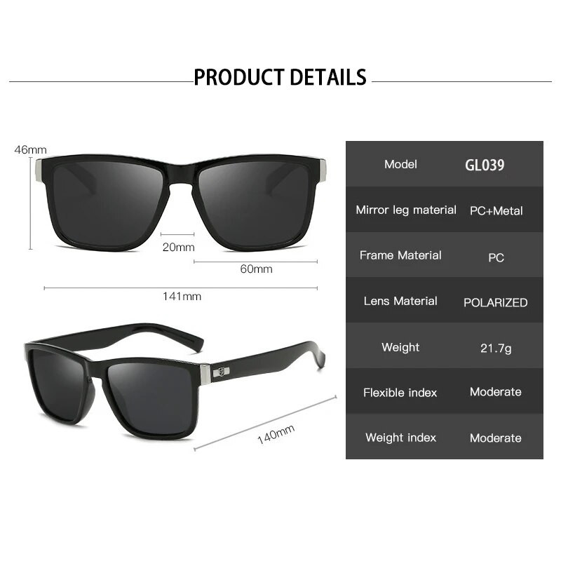 Zīmola RUOBO klasiskā dizaina vīriešu polarizētā spoguļa saulesbrilles braukšanas makšķerēšanai sporta brilles vīriešiem TR90 aizsargbrilles UV400 Gafas De Sol