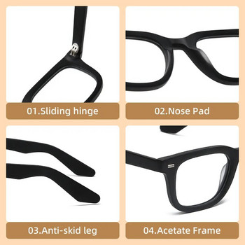 Нови ацетатни очила с квадратни очила с пълна рамка Мъже Жени Опростени матови модни очила Оптични диоптрични очила BOA1182