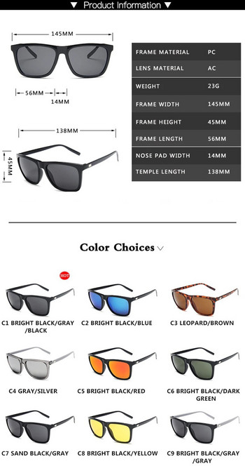 Модни квадратни слънчеви очила за мъже Маркови дизайнерски риболовни мъжки слънчеви очила за шофиране UV400 Защитни сенници oculos de sol