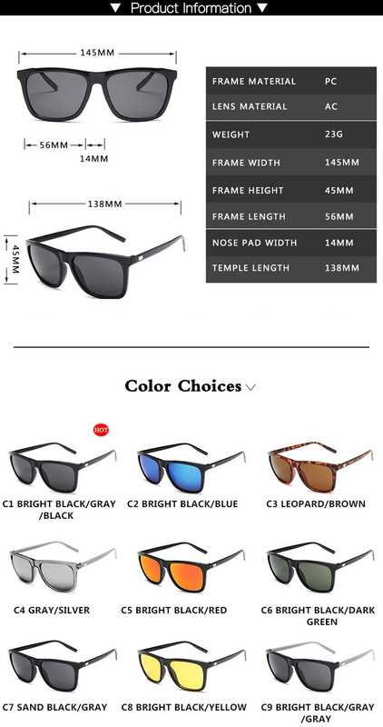 Modes kvadrātveida saulesbrilles vīriešiem Zīmols Dizaineris zveja Braukšana Vīriešu Saulesbrilles UV400 Aizsardzība Shades oculos de sol