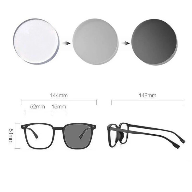 Trend New Intelligent Photochromic Saulesbrilles Vīriešu Sieviešu UV400 Toņu Brilles Braukšanai Braukšanai Retro kvadrātveida klasiskās saulesbrilles
