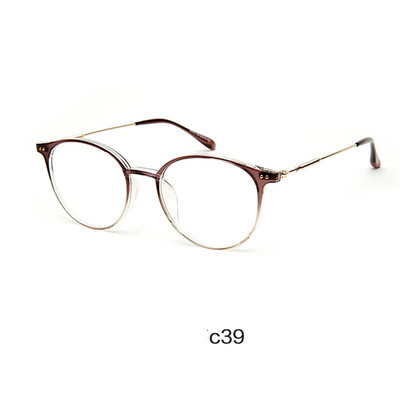 Acetāta unisex cietā sakausējuma brilles ietvars sievietēm Recepšu brilles Modes dizaineru metāliskas apļa brilles tuvredzības brilles