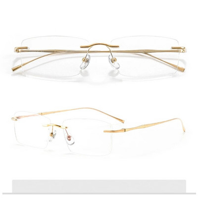 KatKani Ochelari de ochi de lux ultra-ușori de modă noi, flexibili, confortabili, fără rame, din titan pur, retro, ochelari fără montură pentru bărbați 632