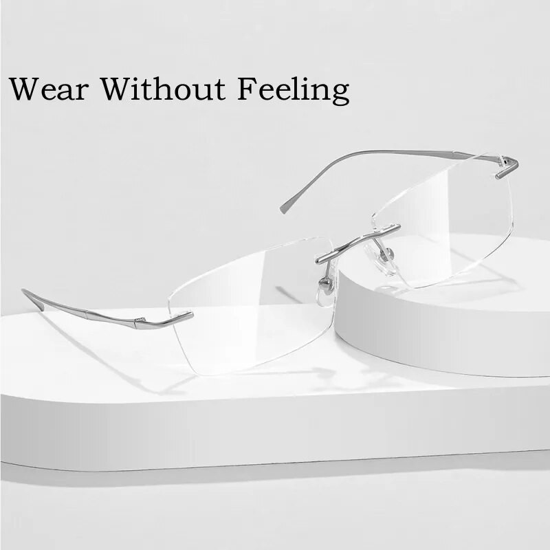 KatKani jaunas īpaši vieglas modes, luksusa brilles sievietēm, ērtas, elastīgas, bez rāmja tīra titāna retrobrilles bez apmalēm vīriešiem 632