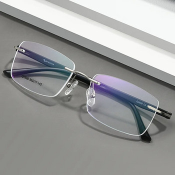 Εξαιρετικά ελαφρύ κράμα τιτανίου Screwless Rimless Ανδρικά γυαλιά Σκελετός Γυαλιά τετράγωνα γυαλιά Myopia Συνταγογραφούμενα γυαλιά χωρίς πλαίσιο