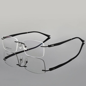 Свръхлека титаниева сплав без винтове без рамки за мъжки очила с рамка за очила Квадратни очила за късогледство Очила без рамки