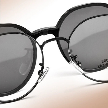 YIMARUILI Fashion Polarizing Clip Γυαλιά UV Retro Στρογγυλά πολυλειτουργικά οπτικά συνταγογραφούμενα γυαλιά για άνδρες και γυναίκες