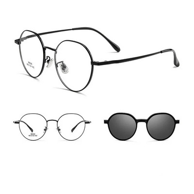 YIMARUILI Fashion Polarizing Clip Γυαλιά UV Retro Στρογγυλά πολυλειτουργικά οπτικά συνταγογραφούμενα γυαλιά για άνδρες και γυναίκες