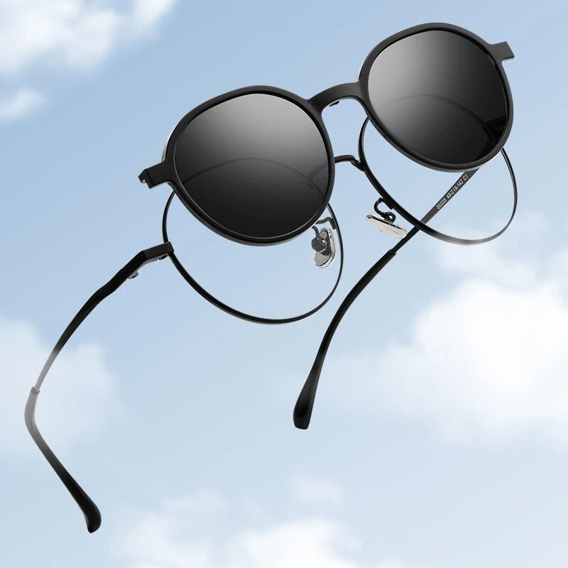 YIMARUILI Fashion Polarizing Clip Γυαλιά UV Retro Στρογγυλά πολυλειτουργικά οπτικά συνταγογραφούμενα γυαλιά για άνδρες και γυναίκες