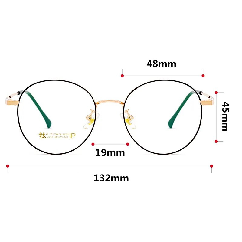 KatKani retro apaļo briļļu ietvars vīriešiem un sievietēm īpaši viegls tīra titāna tuvredzība hiperopijas astigmatisma briļļu rāmis 2065