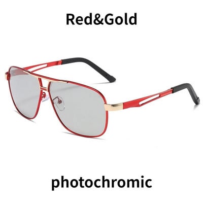 Nakts redzamības saulesbrilles vīriešiem Sieviešu polarizēts metāla rāmis saulesbrilles vīriešu fotohromas brilles dienas un nakts Googles UV400