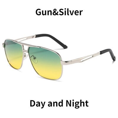 Nakts redzamības saulesbrilles vīriešiem Sieviešu polarizēts metāla rāmis saulesbrilles vīriešu fotohromas brilles dienas un nakts Googles UV400