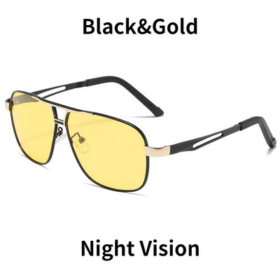 Nakts redzamības saulesbrilles vīriešiem Sieviešu polarizēts metāla rāmis saulesbrilles vīriešu fotohromas brilles dienas un nakts Googles UV400