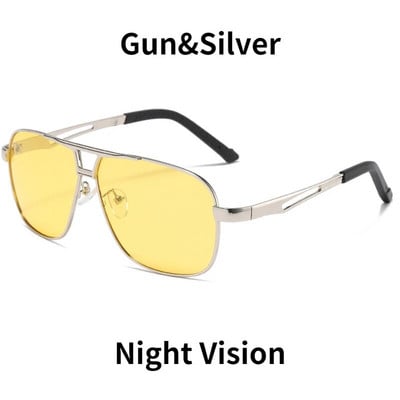 Nakts redzamības saulesbrilles vīriešiem Sieviešu polarizēts metāla rāmis saulesbrilles vīriešu fotohromas brilles dienas un nakts Googles UV400