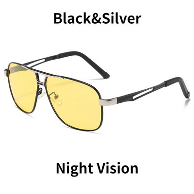 Nakts redzamības saulesbrilles vīriešiem Sieviešu polarizēts metāla rāmis saulesbrilles vīriešu fotohromas brilles dienas un nakts Googles UV400