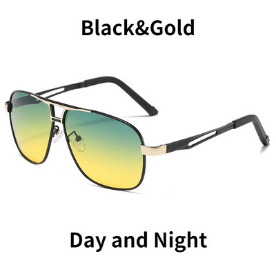 Nakts redzamības saulesbrilles vīriešiem Sieviešu polarizēts metāla rāmis saulesbrilles vīriešu fotohromas brilles dienas un nakts Googles UV400