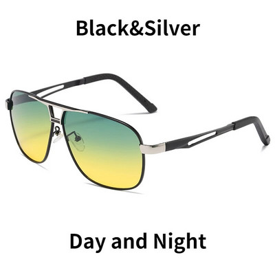 Nakts redzamības saulesbrilles vīriešiem Sieviešu polarizēts metāla rāmis saulesbrilles vīriešu fotohromas brilles dienas un nakts Googles UV400