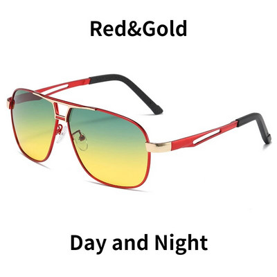 Nakts redzamības saulesbrilles vīriešiem Sieviešu polarizēts metāla rāmis saulesbrilles vīriešu fotohromas brilles dienas un nakts Googles UV400
