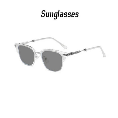 Модни метални крака, висококачествена дизайнерска декорация на марката, фотохромни очила, ретро квадратна рамка за мъжки очила с рецепта