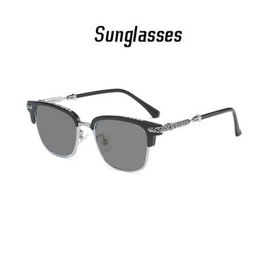 Модни метални крака, висококачествена дизайнерска декорация на марката, фотохромни очила, ретро квадратна рамка за мъжки очила с рецепта