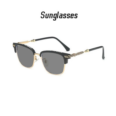 Модни метални крака, висококачествена дизайнерска декорация на марката, фотохромни очила, ретро квадратна рамка за мъжки очила с рецепта