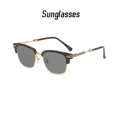 Модни метални крака, висококачествена дизайнерска декорация на марката, фотохромни очила, ретро квадратна рамка за мъжки очила с рецепта