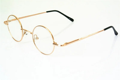 Rame de ochelari rotunde mici de 38 mm din anii ’60 Balamale cu arc Ochelari pentru miopie Rx capabili Ochelarii vin cu lentile transparente