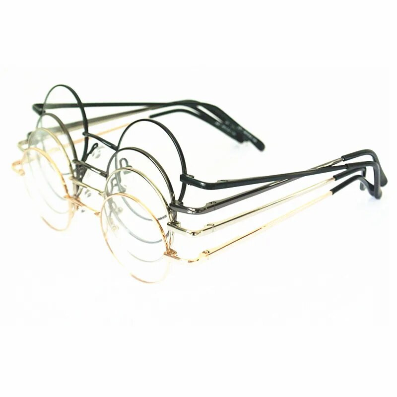 60. gadu vintage 38 mm mazi apaļi briļļu ietvari, atsperu eņģes, tuvredzība Rx spējīgas brilles Brillēm ir caurspīdīgas lēcas