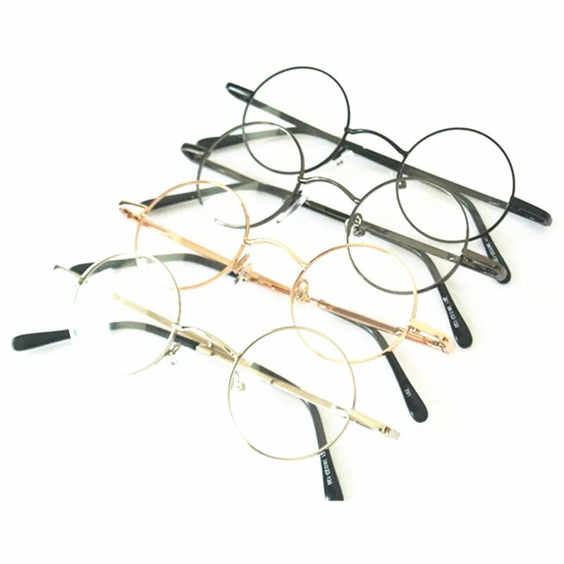 60. gadu vintage 38 mm mazi apaļi briļļu ietvari, atsperu eņģes, tuvredzība Rx spējīgas brilles Brillēm ir caurspīdīgas lēcas