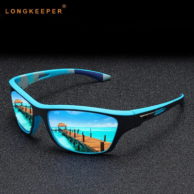 Класически поляризирани слънчеви очила LongKeeper Мъжки сенници за шофиране Сини Спортни слънчеви очила на открито Дамски дизайнерски огледални очила Oculos