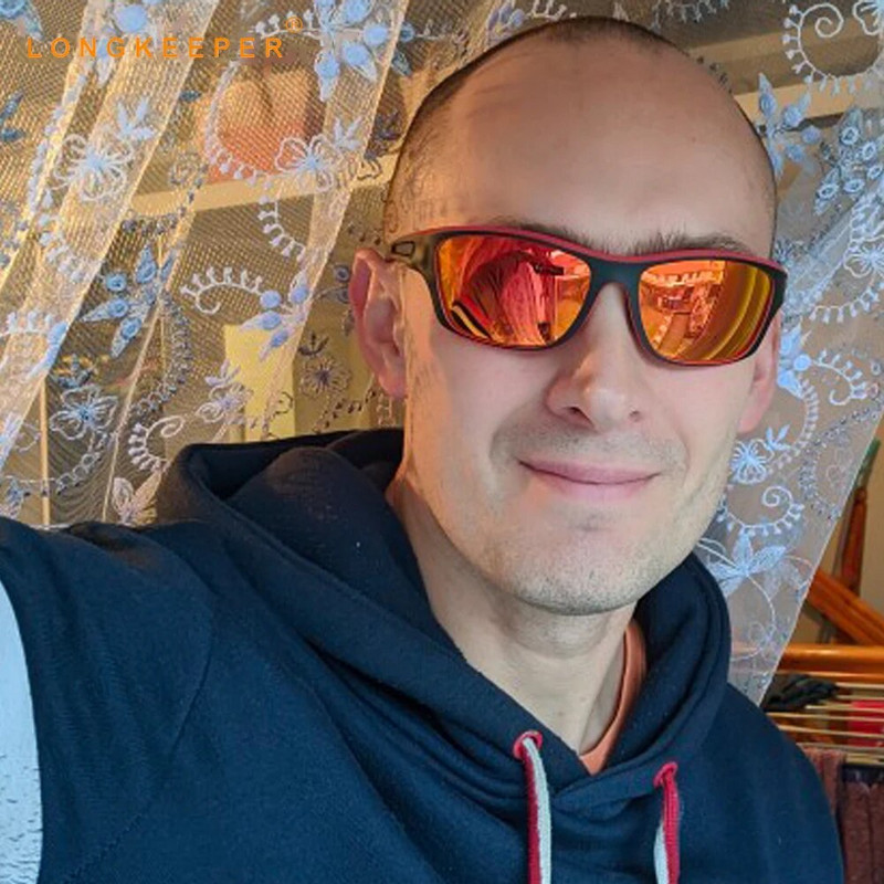 LongKeeper Klasikiniai poliarizuoti akiniai nuo saulės Vyriški vairavimo šešėliai Mėlyni lauko sportiniai akiniai nuo saulės Moterų prekės ženklo dizaineris Mirror Oculos