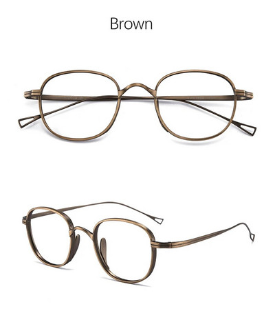 Ανδρικά γυαλιά από καθαρό τιτάνιο σκελετό Στρογγυλό σχέδιο ρετρό οπτική γκάφα Myopia Oculos De Grau Γυαλιά ανάγνωσης με συνταγή Οπτικός