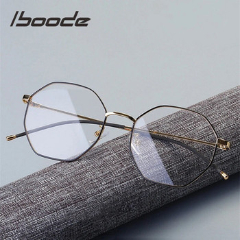 iboode Polygon Metal Eyewear Frames Men Women Vintage Retro Optical Eye Glasses Anti Blue Light Прозрачни рамки за очила