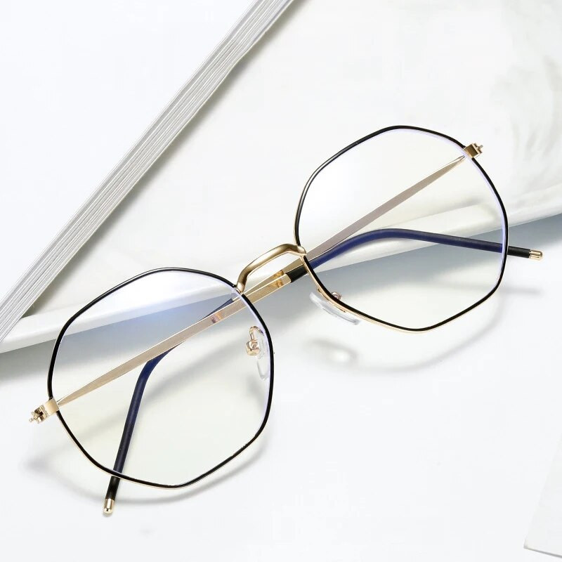 iboode Daudzstūris Metāla Briļļu ietvari Vīriešu Sieviešu Vintage Retro Optiskās Brilles Pretzilās Gaismas Caurspīdīgi Briļļu ietvari