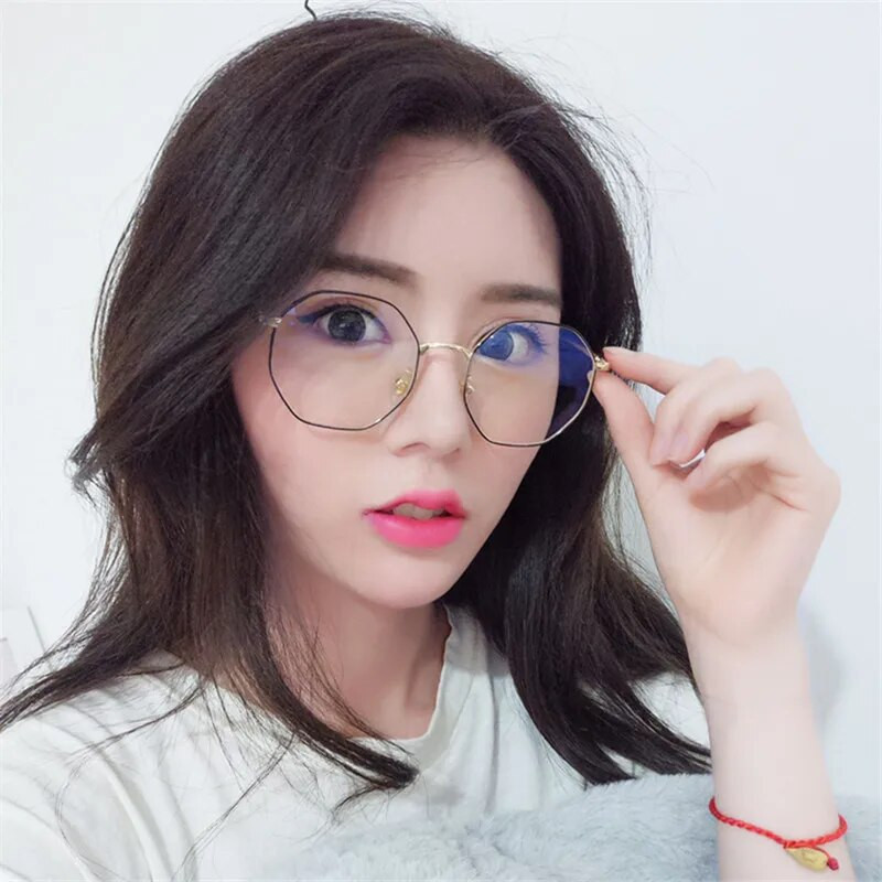 iboode Daudzstūris Metāla Briļļu ietvari Vīriešu Sieviešu Vintage Retro Optiskās Brilles Pretzilās Gaismas Caurspīdīgi Briļļu ietvari