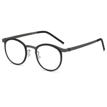 Нови модни ретро кръгли очила, ултра леки чисти титаниеви найлонови луксозни мъжки очила, оптична диоптрична рамка за очила 9704