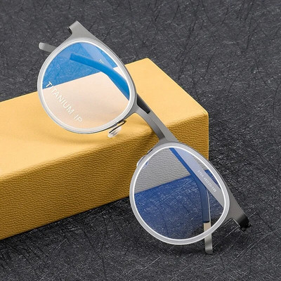 Jaunas modes retro apaļas brilles, īpaši vieglas, tīra titāna neilona luksusa vīriešu brilles, optiskās recepšu briļļu rāmis 9704