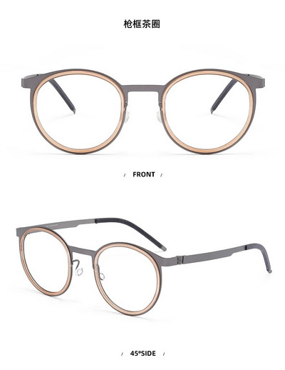 Jaunas modes retro apaļas brilles, īpaši vieglas, tīra titāna neilona luksusa vīriešu brilles, optiskās recepšu briļļu rāmis 9704