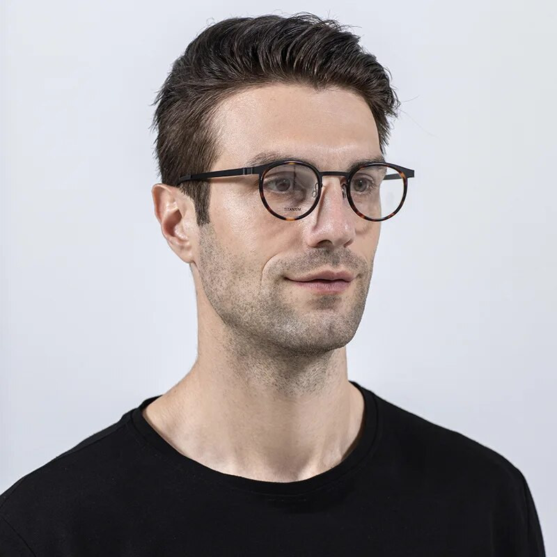 Jaunas modes retro apaļas brilles, īpaši vieglas, tīra titāna neilona luksusa vīriešu brilles, optiskās recepšu briļļu rāmis 9704