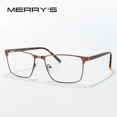 MERRYS DESIGN Vīriešu kvadrātveida titāna sakausējuma brilles ietvars sievietēm acetāta kājas Brilles vīriešiem biznesa optiskās brilles S2416