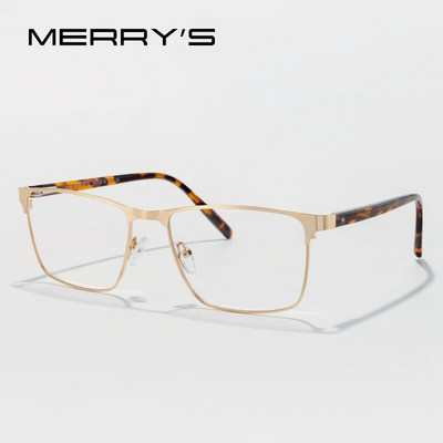 MERRYS DESIGN Vīriešu kvadrātveida titāna sakausējuma brilles ietvars sievietēm acetāta kājas Brilles vīriešiem biznesa optiskās brilles S2416