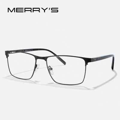 MERRYS DESIGN Vīriešu kvadrātveida titāna sakausējuma brilles ietvars sievietēm acetāta kājas Brilles vīriešiem biznesa optiskās brilles S2416