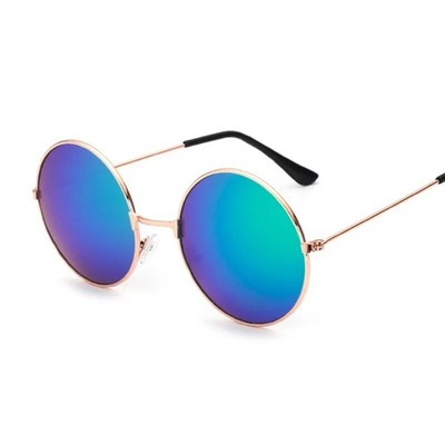 2022 Retro Round Pink Sunglasses Woman Brand Designer Sun Glasses for Male Alloy Mirror Female Oculos De Sol Black